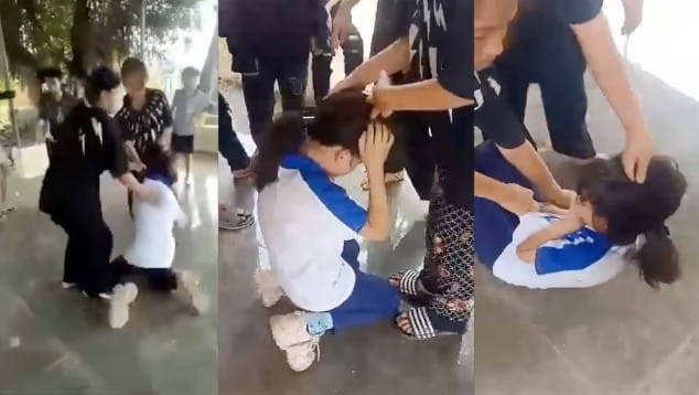 NÓNG: clip nữ sinh lớp 6 bị bạn bắt quỳ, đánh hội đồng, quay video tung lên Facebook